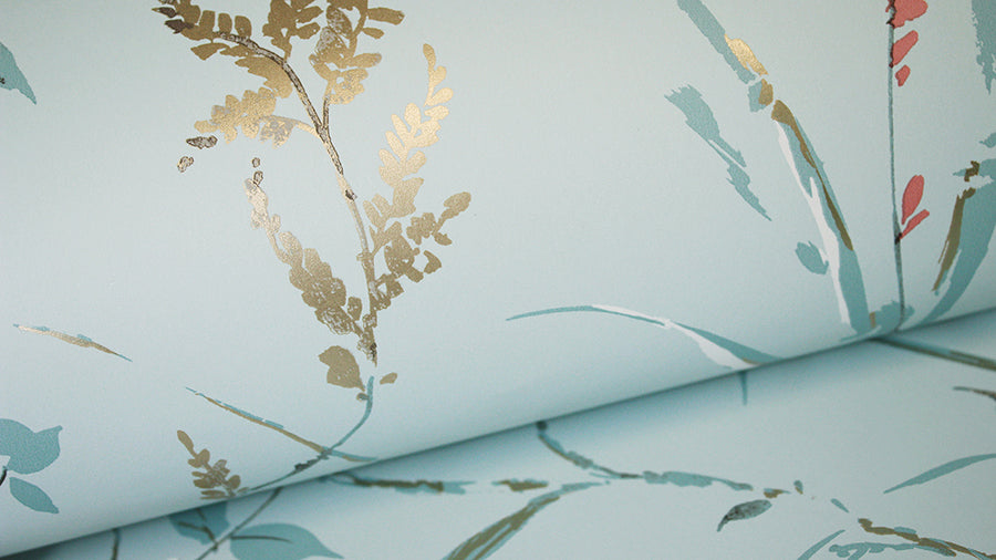mariko-light-blue-botanical-wallpaper-york-wallcoverings-m1856 - York Wallcoverings Wallpaper