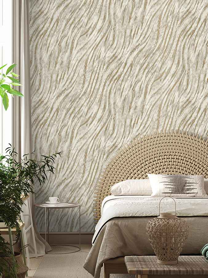 Arran Neutral Swirling Stripe Wallpaper - York Wallcoverings - M1861 - York Wallcoverings Wallpaper