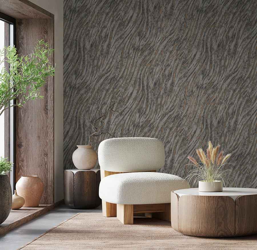 Arran Stone Swirling Stripe Wallpaper - York Wallcoverings - M1863 - York Wallcoverings Wallpaper