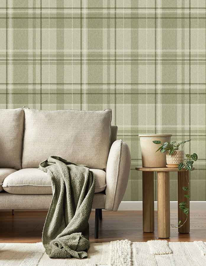Harris Green Plaid Chevron Wallpaper - York Wallcoverings - M1865 - York Wallcoverings Wallpaper