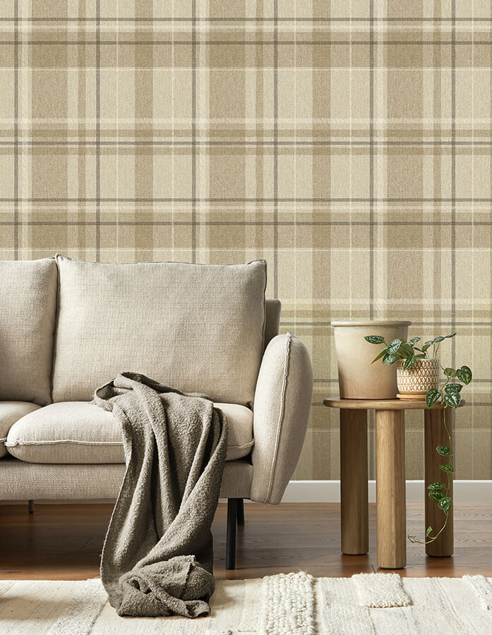 harris-light-brown-plaid-chevron-wallpaper-york-wallcoverings-m1868 - York Wallpaper Wallpaper