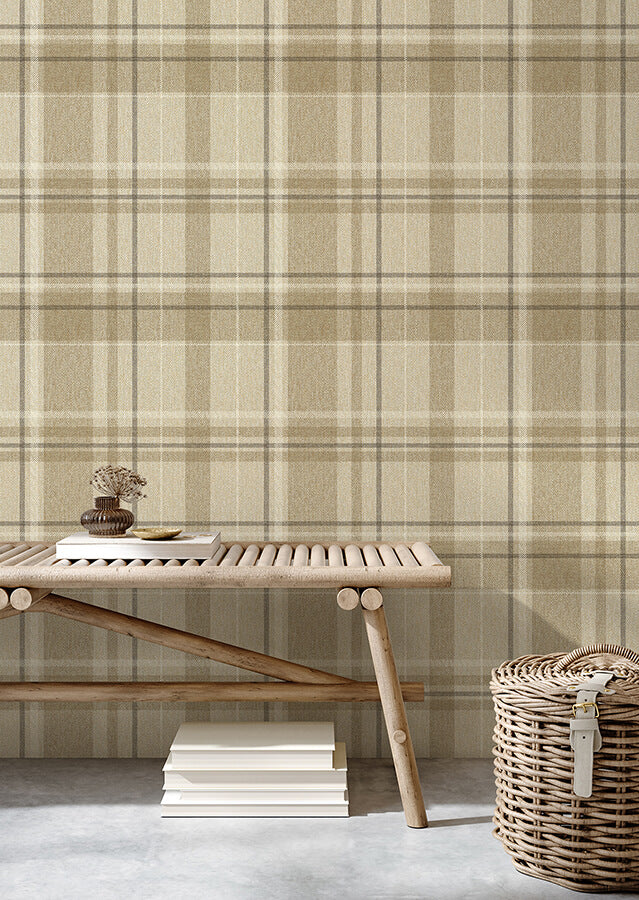 harris-light-brown-plaid-chevron-wallpaper-york-wallcoverings-m1868 - York Wallpaper Wallpaper