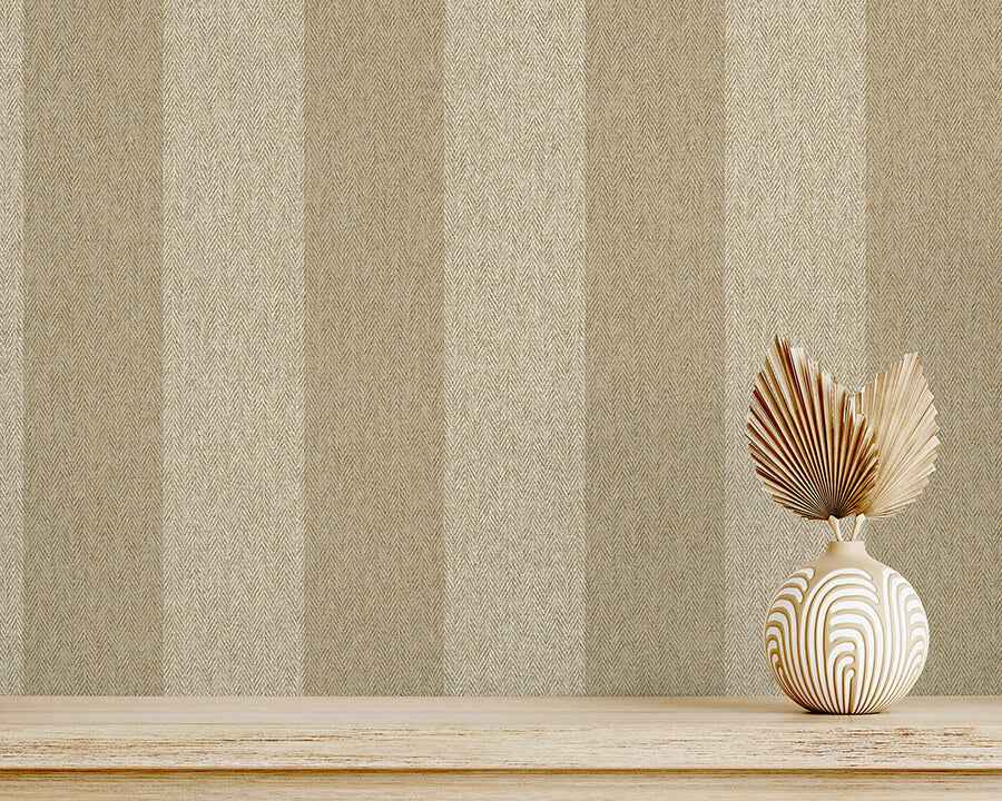 Finn Light Brown Chevron Stripe Wallpaper - York Wallcoverings - M1869 - York Wallcoverings Wallpaper