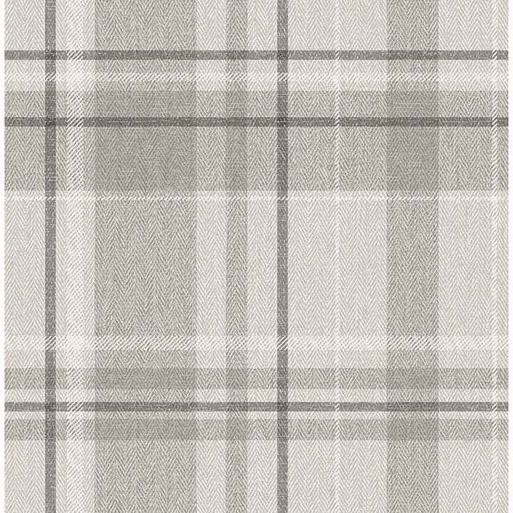 Harris Grey Plaid Chevron Wallpaper - York Wallcoverings - M1871