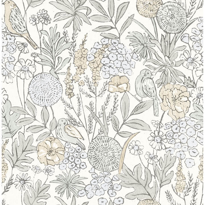 goldfinch-neutral-birds-and-blooms-wallpaper-york-wallcoverings-4148-27411 - York Wallcoverings Papel pintado