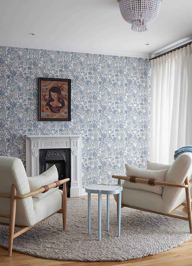 Goldfinch Blue Birds and Blooms Wallpaper - York Wallcoverings - 4148-27414 - York Wallcoverings Wallpaper