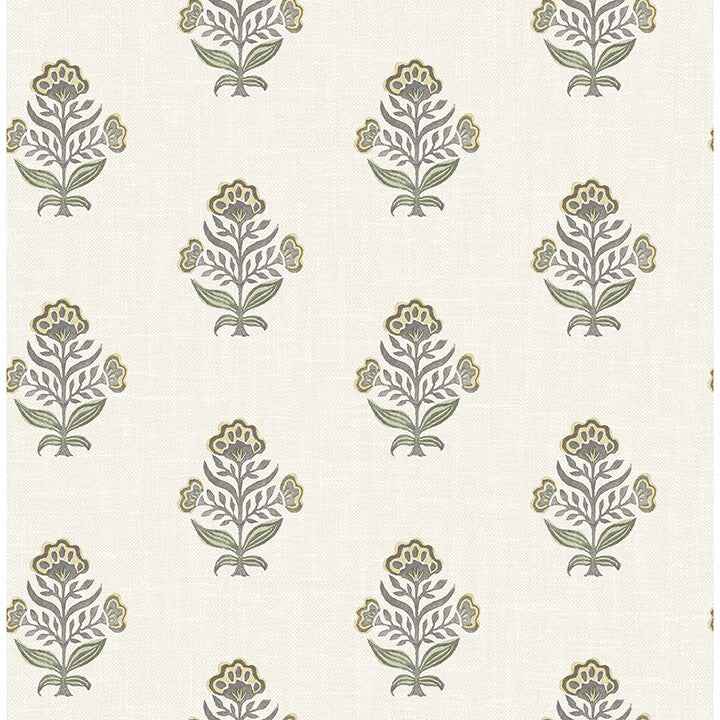 Hollyhock Honey Floral Crest Wallpaper - York Wallcoverings - 4148-27416