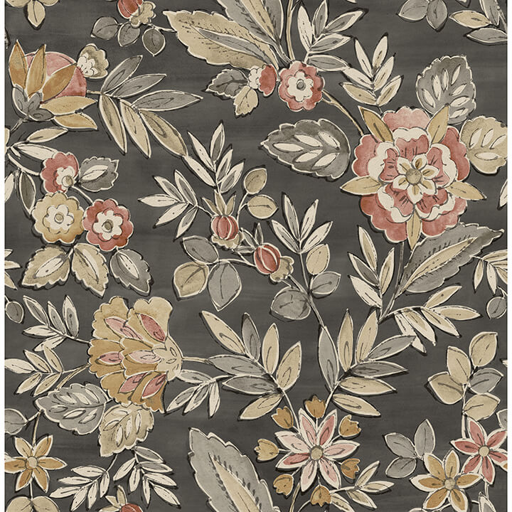 begonia-black-floral-trail-wallpaper-york-wallcoverings-4148-27421 - York Wallcoverings Wallpaper
