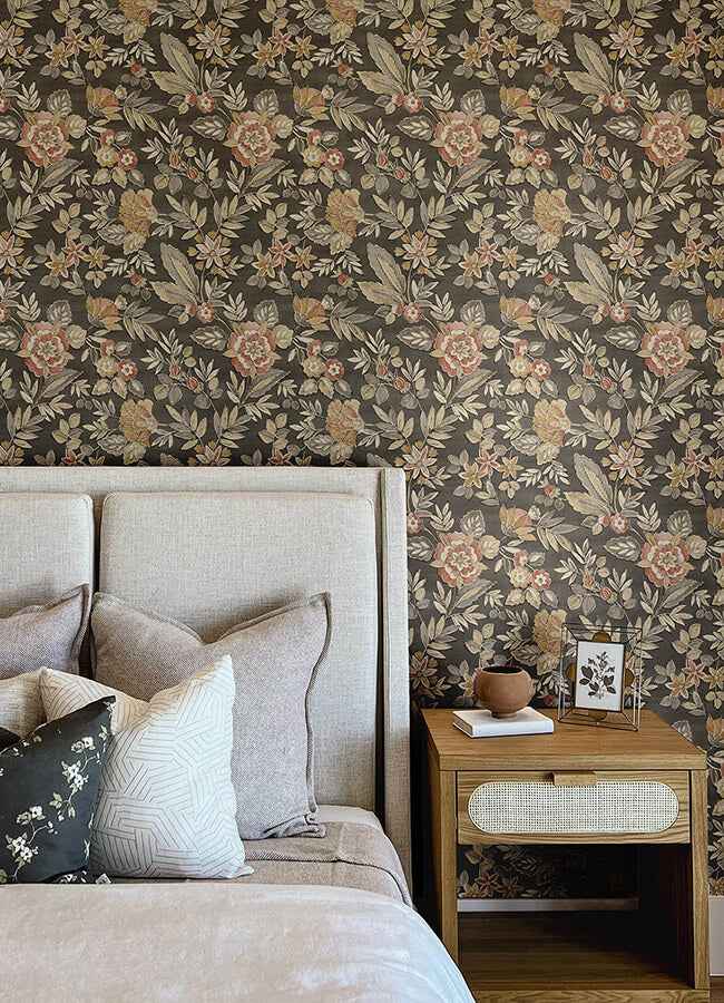 Begonia Black Floral Trail Wallpaper - York Wallcoverings - 4148-27421 - York Wallcoverings Wallpaper
