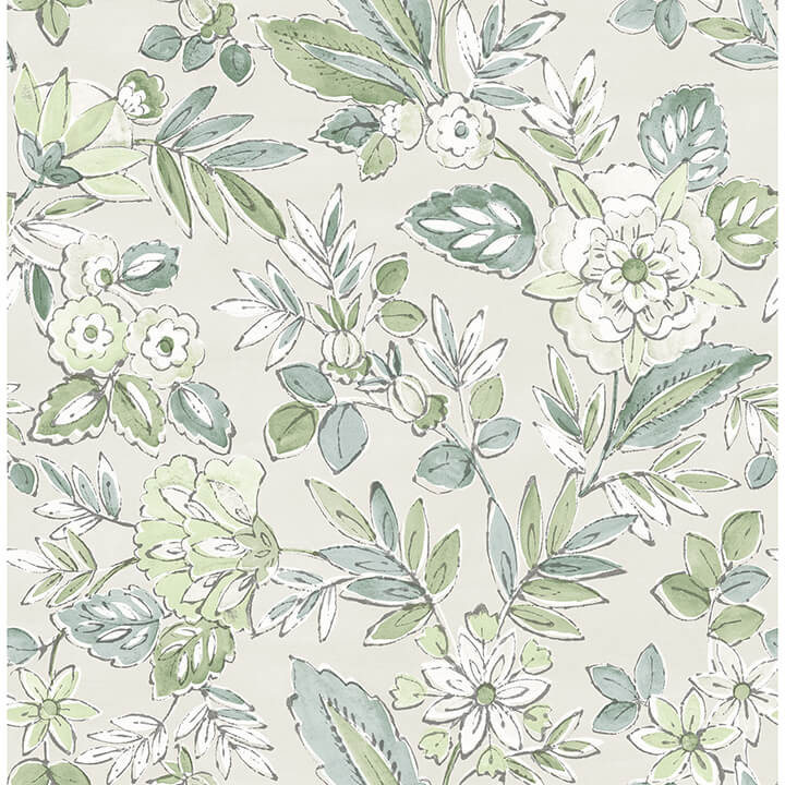 begonia-sea-green-floral-trail-wallpaper-york-wallcoverings-4148-27424 - York Wallcoverings Wallpaper