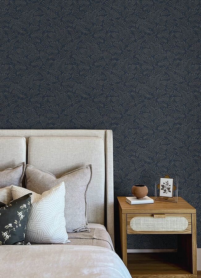 chrysantha-navy-berry-branches-wallpaper-york-wallcoverings-4148-27443 - York Wallcoverings Wallpaper