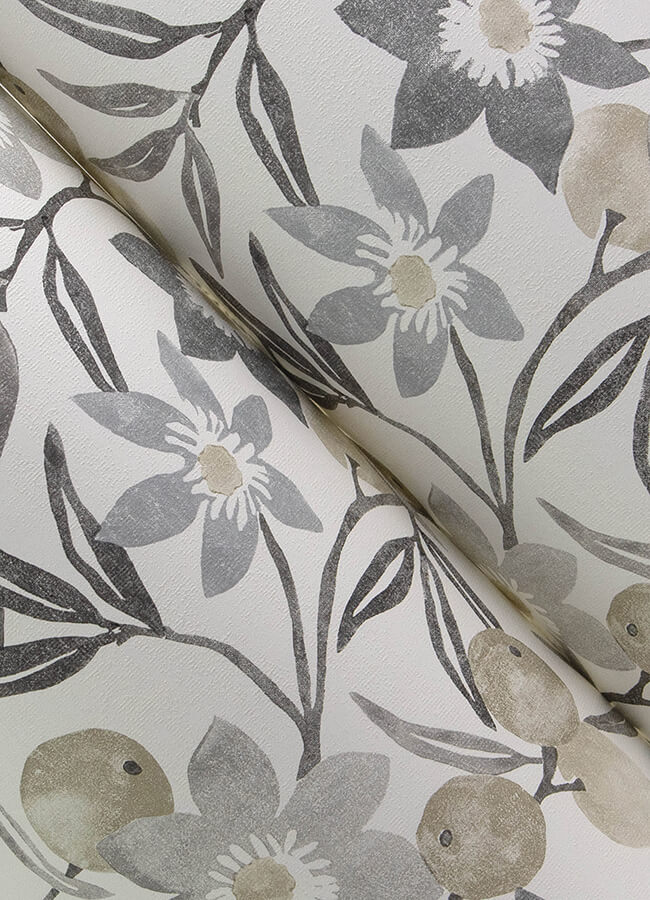 passiflora-charcoal-fruit-and-floral-wallpaper-york-wallcoverings-4148-27451 - York Wallcoverings Wallpaper