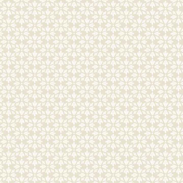 Phlox Khaki Floral Stamp Wallpaper - York Wallcoverings - 4148-27455
