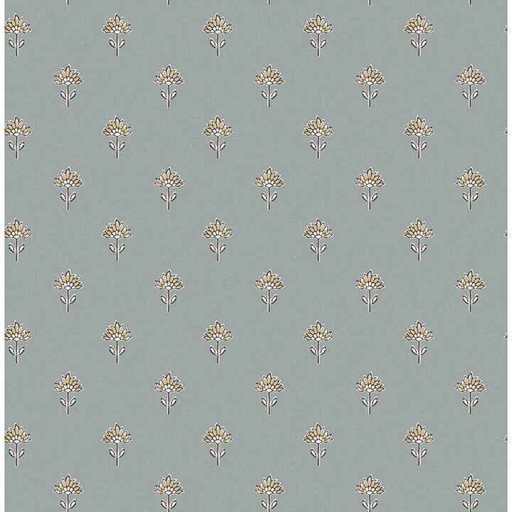 Surdiva Denim Floral Fan Wallpaper - York Wallcoverings - 4148-27456