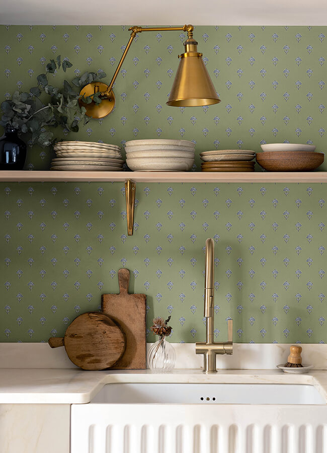 surdiva-green-floral-fan-wallpaper-york-wallcoverings-4148-27459 - York Wallcoverings Wallpaper