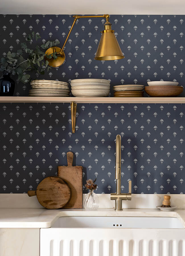 surdiva-indigo-floral-fan-wallpaper-york-wallcoverings-4148-27461 - York Wallcoverings Papel pintado