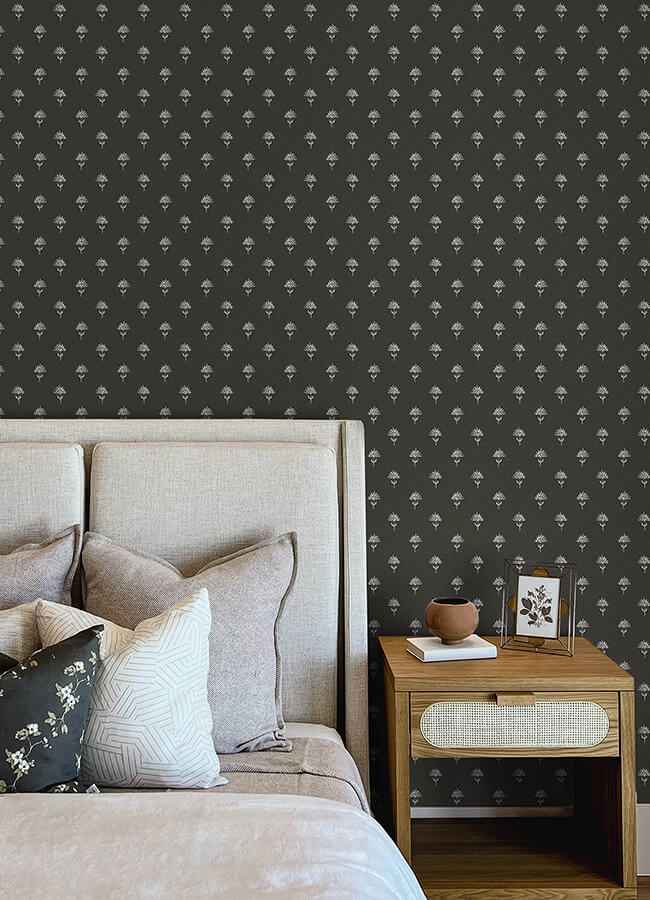 Surdiva Black Floral Fan Wallpaper - York Wallcoverings - 4148-27462 - York Wallcoverings Wallpaper
