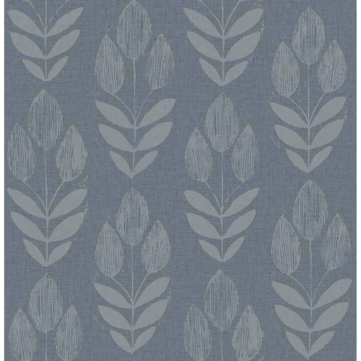 Garland Denim Block Tulip Wallpaper - York Wallcoverings - 4148-27473 - York Wallcoverings Wallpaper