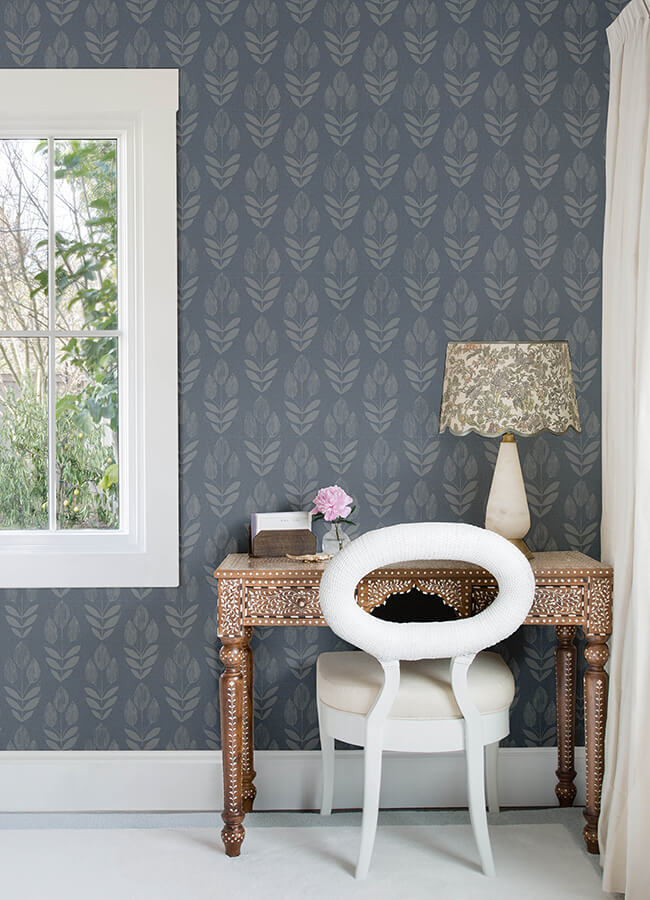 garland-denim-block-tulip-wallpaper-york-wallcoverings-4148-27473 - York Wallcoverings Wallpaper