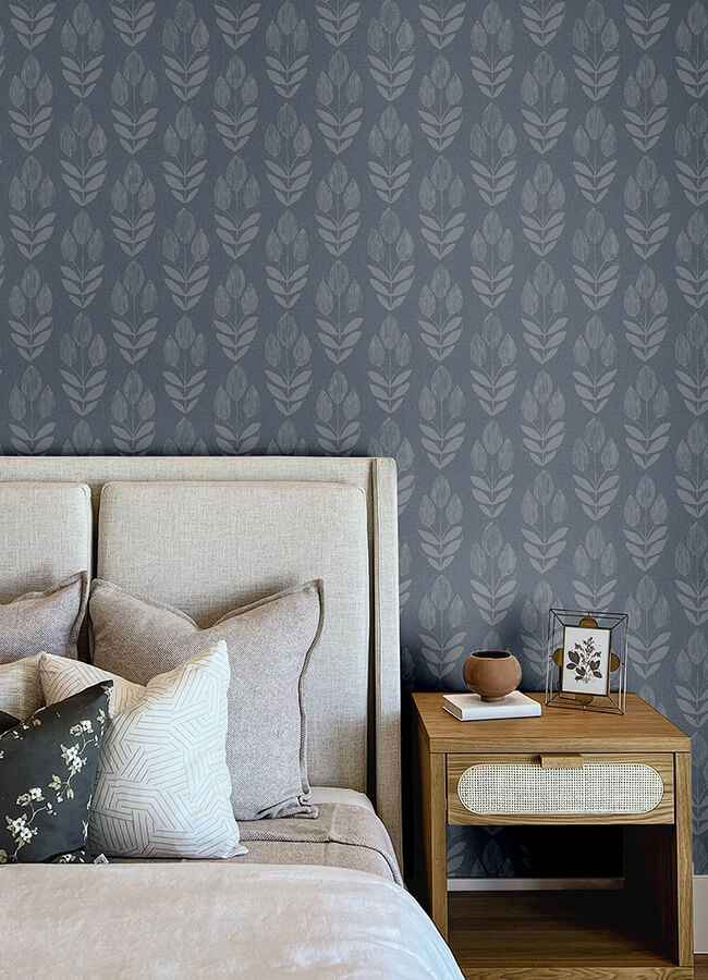 Garland Denim Block Tulip Wallpaper - York Wallcoverings - 4148-27473 - York Wallcoverings Wallpaper