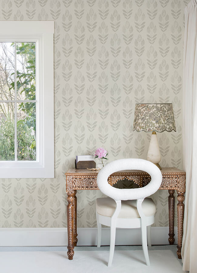 garland-light-grey-block-tulip-wallpaper-york-wallcoverings-4148-27476 - York Wallcoverings Wallpaper
