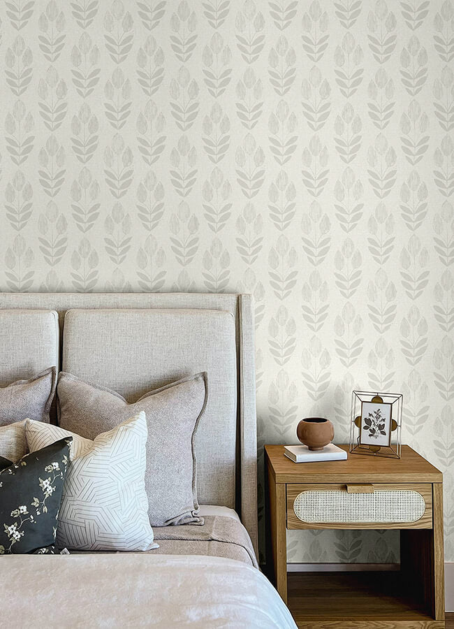 garland-light-grey-block-tulip-wallpaper-york-wallcoverings-4148-27476 - York Wallcoverings Wallpaper