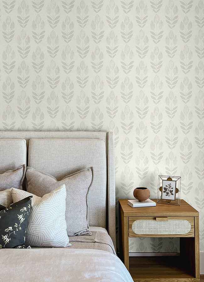 Garland Light Grey Block Tulip Wallpaper - York Wallcoverings - 4148-27476 - York Wallcoverings Wallpaper