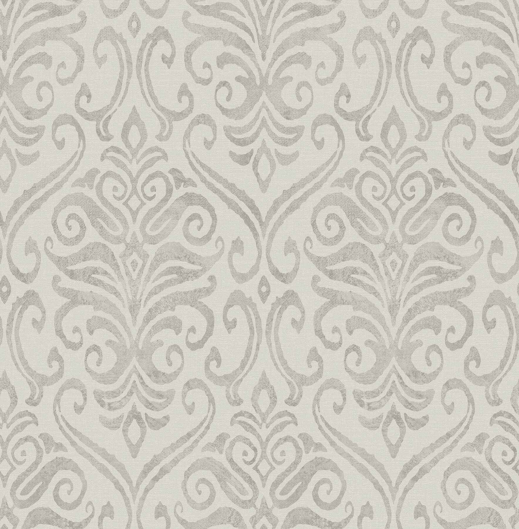 Adavu Grey Damask Wallpaper - York Wallcoverings - 4148-27439 - York Wallcoverings Wallpaper