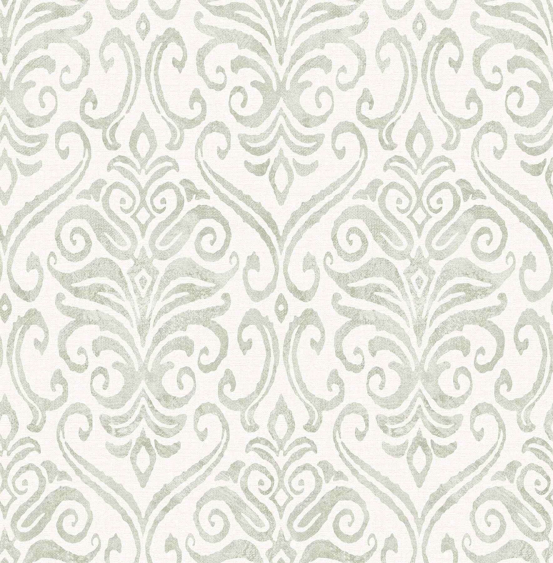 Adavu Sage Damask Wallpaper - York Wallcoverings - 4148-27441 - York Wallcoverings Wallpaper