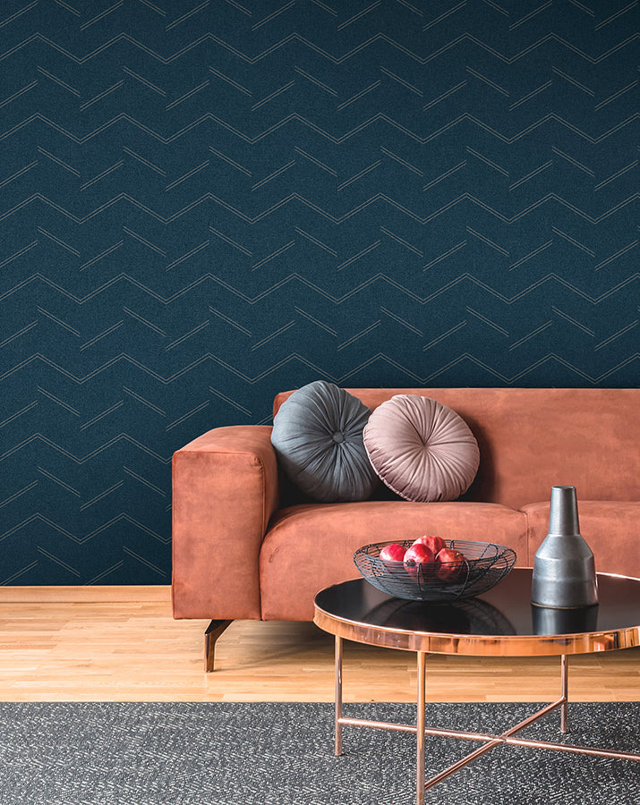 aviator-indigo-abstract-chevron-wallpaper-york-wallcoverings-4178-4439 - York Wallpaper Wallpaper