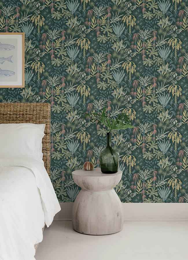 Everglades Dark Green Botanical Wallpaper - York Wallcoverings - 4172-27480