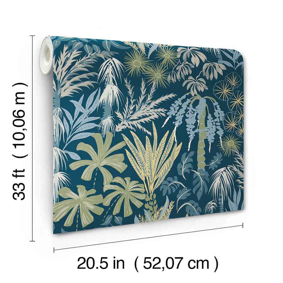 Everglades Teal Botanical Wallpaper - York Wallcoverings - 4172-27482 - York Wallcoverings Wallpaper