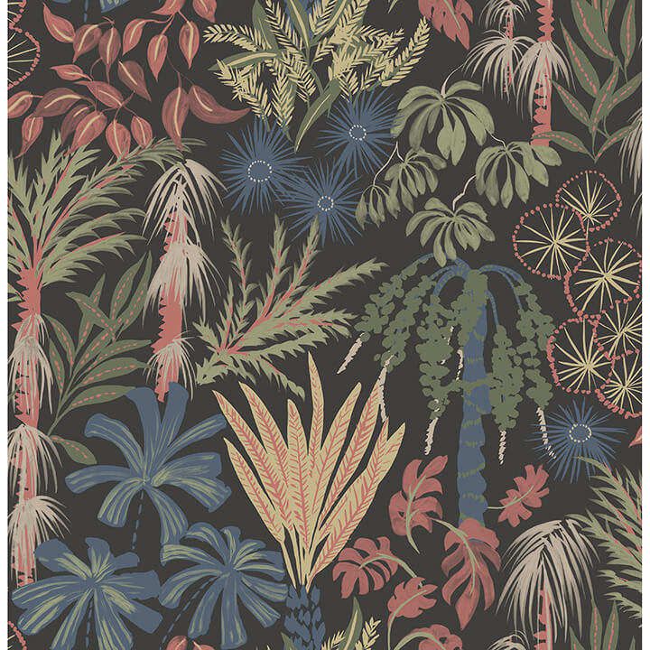 everglades-black-botanical-wallpaper-york-wallcoverings-4172-27483 - York Wallcoverings Wallpaper
