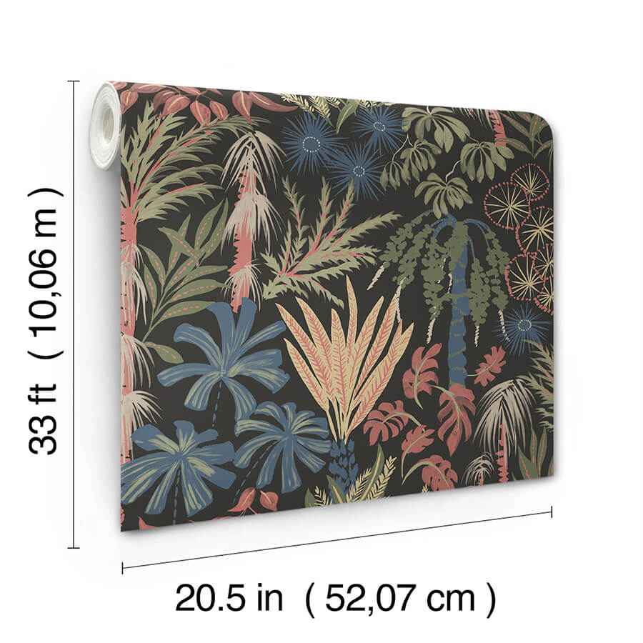 Everglades Black Botanical Wallpaper - York Wallcoverings - 4172-27483 - York Wallcoverings Wallpaper