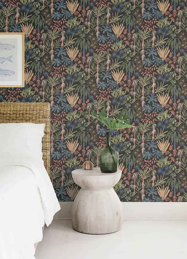 Everglades Black Botanical Wallpaper - York Wallcoverings - 4172-27483