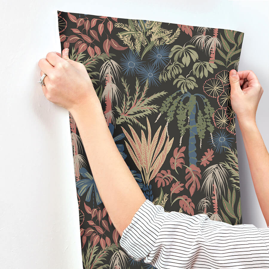 everglades-black-botanical-wallpaper-york-wallcoverings-4172-27483 - York Wallcoverings Wallpaper