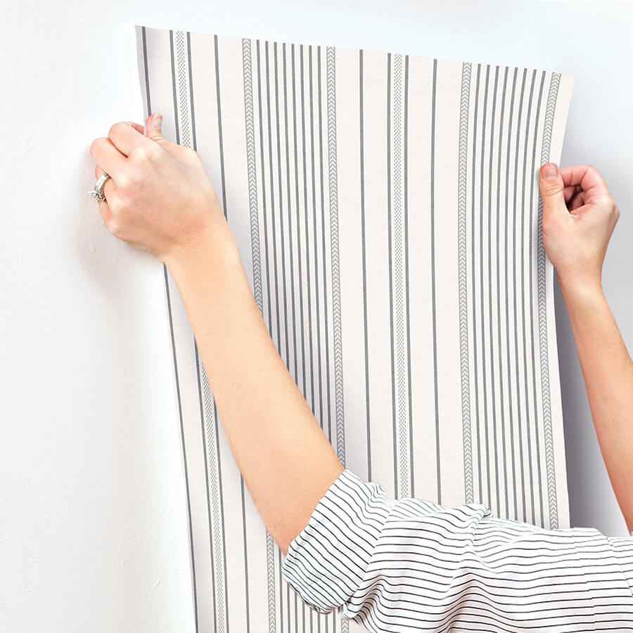 Navarres Stripe Charcoal Faux Linen Wallpaper - York Wallcoverings - 4172-27486 - York Wallcoverings Wallpaper