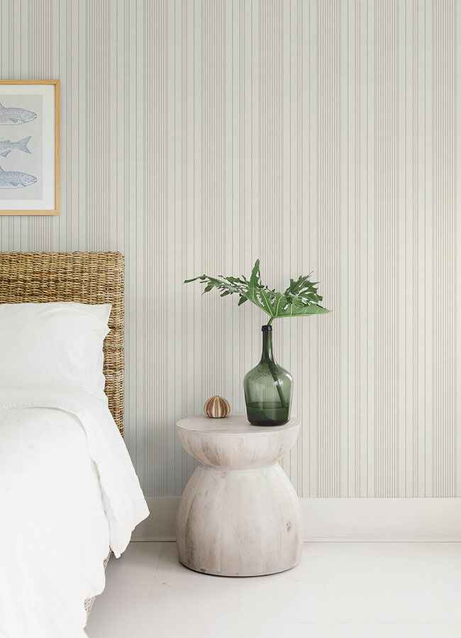 Navarres Stripe Neutral Faux Linen Wallpaper - York Wallcoverings - 4172-27487