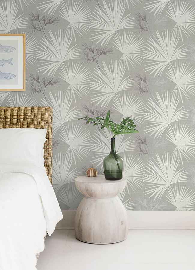 Hatteras Grey Palms Wallpaper - York Wallcoverings - 4172-27488