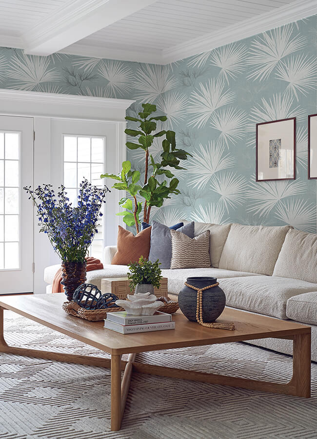hatteras-sky-blue-palms-wallpaper-york-wallcoverings-4172-27491 - York Wallcoverings Wallpaper