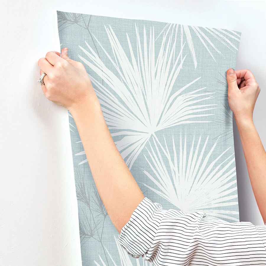Hatteras Sky Blue Palms Wallpaper - York Wallcoverings - 4172-27491 - York Wallcoverings Wallpaper