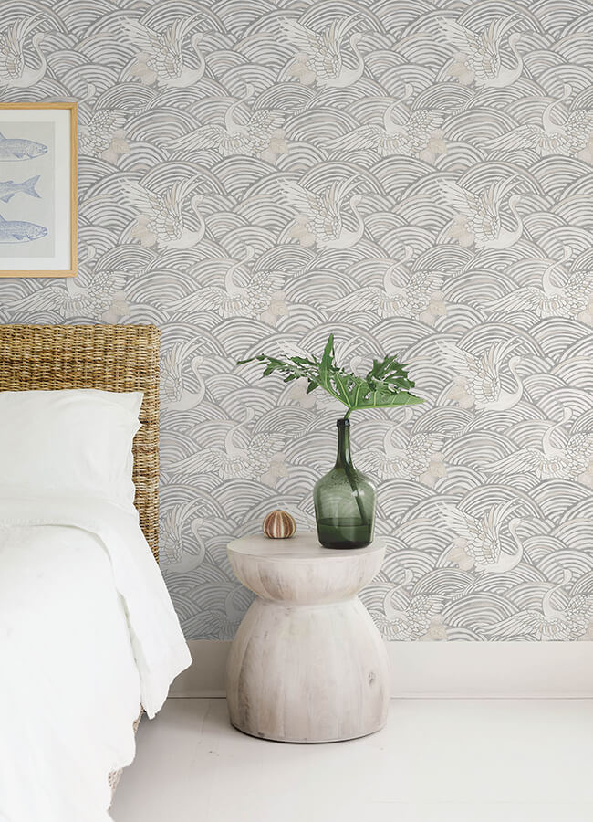 egret-slate-tidal-dance-wallpaper-york-wallcoverings-4172-27496 - York Wallpaper Wallpaper
