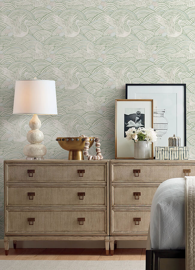 egret-sage-tidal-dance-wallpaper-york-wallcoverings-4172-27497 - York Wallcoverings Wallpaper