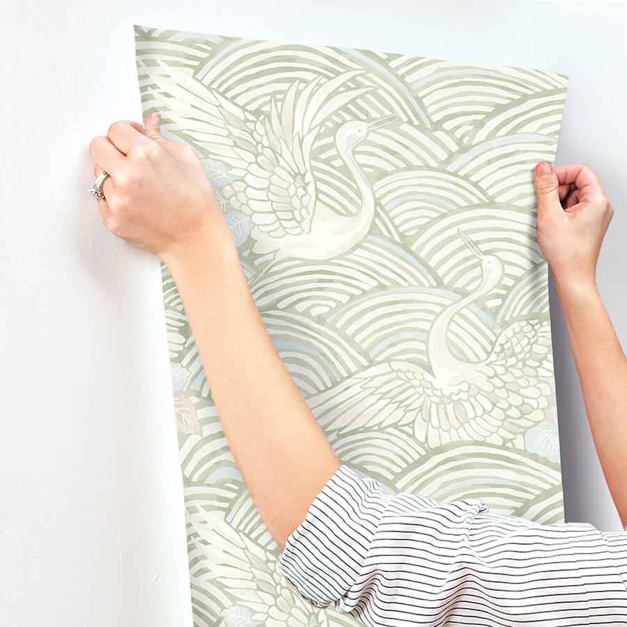 Egret Sage Tidal Dance Wallpaper - York Wallcoverings - 4172-27497 - York Wallcoverings Wallpaper