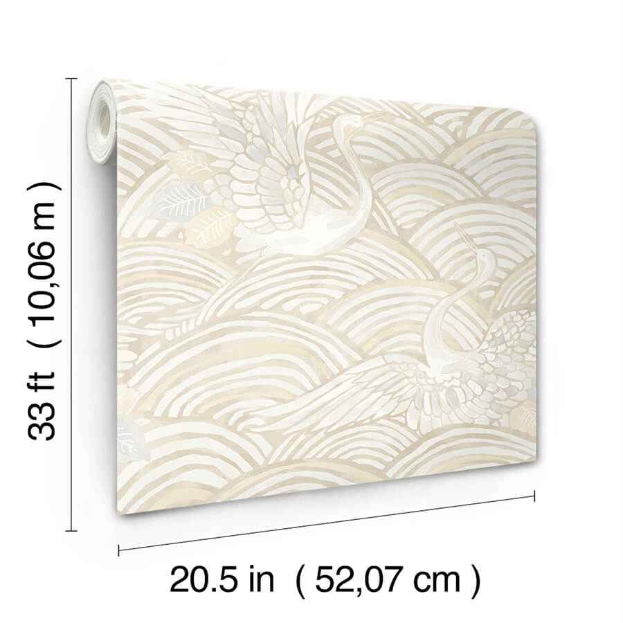 Egret Neutral Tidal Dance Wallpaper - York Wallcoverings - 4172-27499 - York Wallcoverings Wallpaper