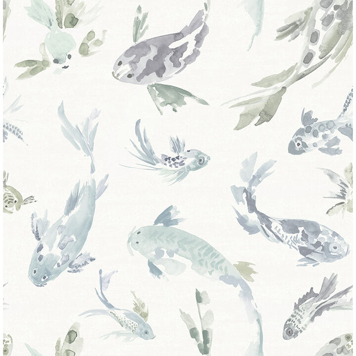 koi-seafoam-fish-wallpaper-york-wallcoverings-4172-27502 - York Wallcoverings Wallpaper