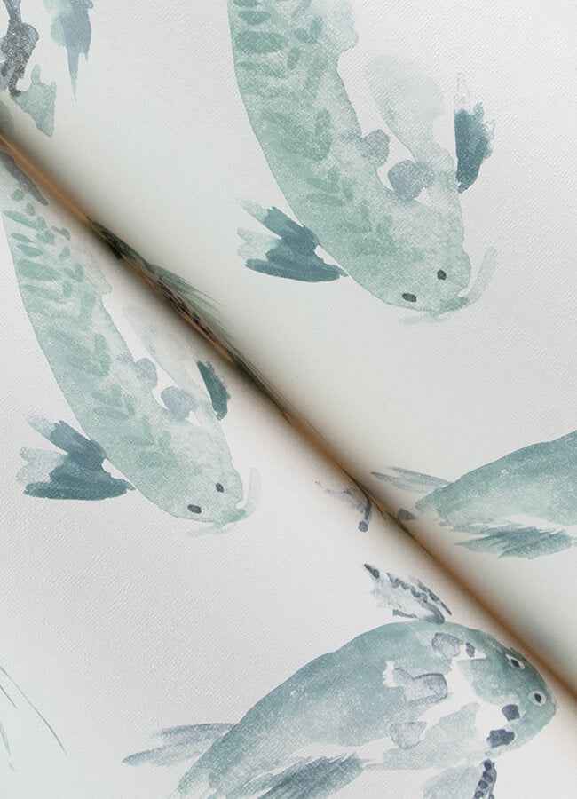 Koi Seafoam Fish Wallpaper - York Wallcoverings - 4172-27502 - York Wallcoverings Wallpaper