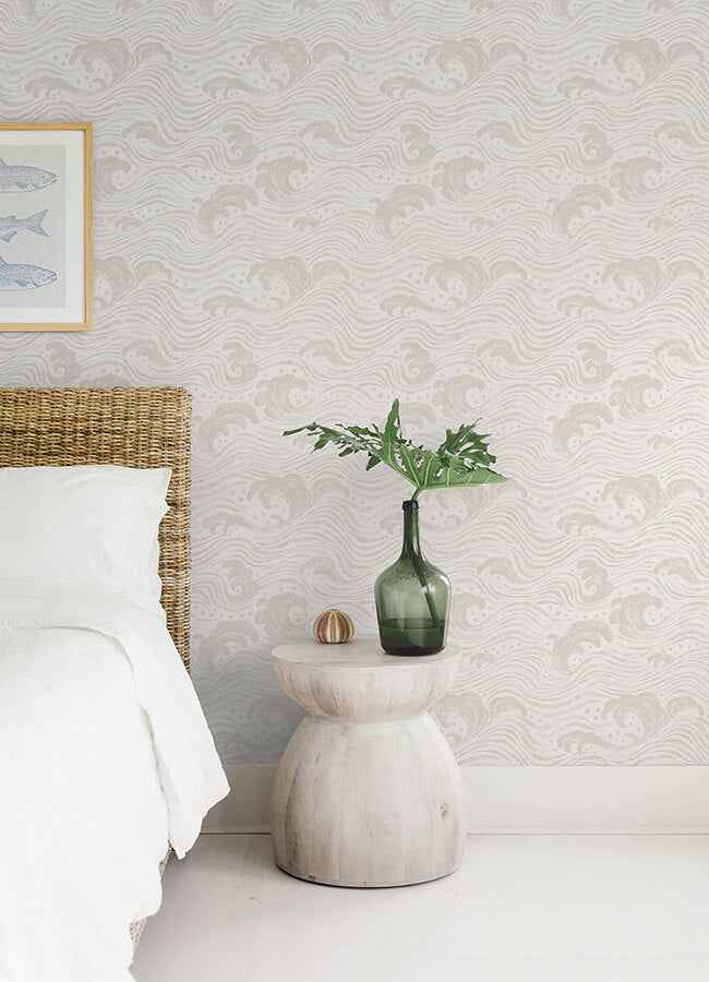 Swell Beige Ocean Wave Wallpaper - York Wallcoverings - 4172-27508