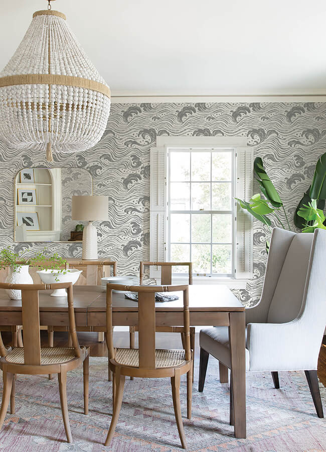 swell-charcoal-ocean-wave-wallpaper-york-wallcoverings-4172-27510 - York Wallcoverings Wallpaper
