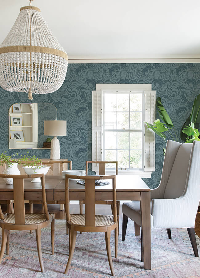 swell-teal-ocean-wave-wallpaper-york-wallcoverings-4172-27511 - York Wallcoverings Wallpaper